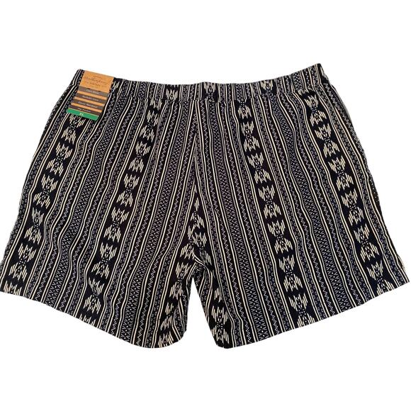 NWT Original Weatherproof Vintage Shorts XL Washable Linen Blue White Aztec - Picture 4 of 6